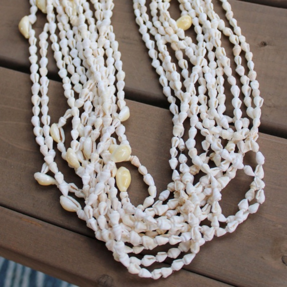 Hawaiian White Nassa Shell Necklaces (2 strands)